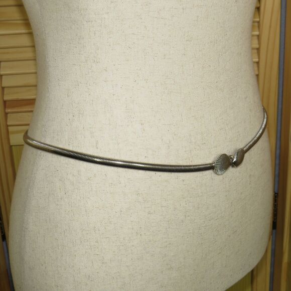 Mimi Di Niscemi Vintage Scallop Shell Seashell Silver Tone Stretch Belt Size M-L - Picture 9 of 11